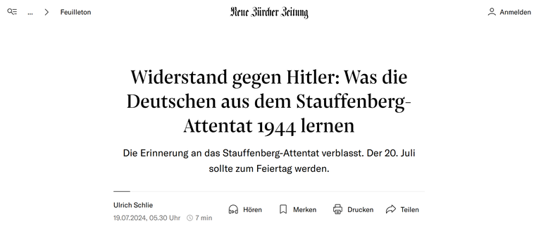 Beitrag in der NZZ