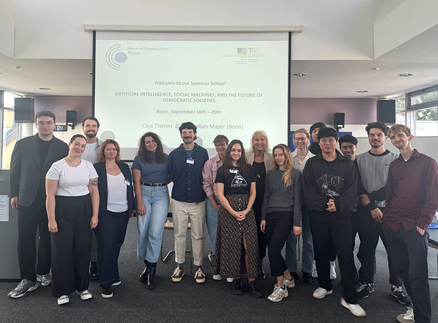 Group photo of the Summer School on "Artificial Intelligence, Social Machines, and the Future of Democratic Societies"